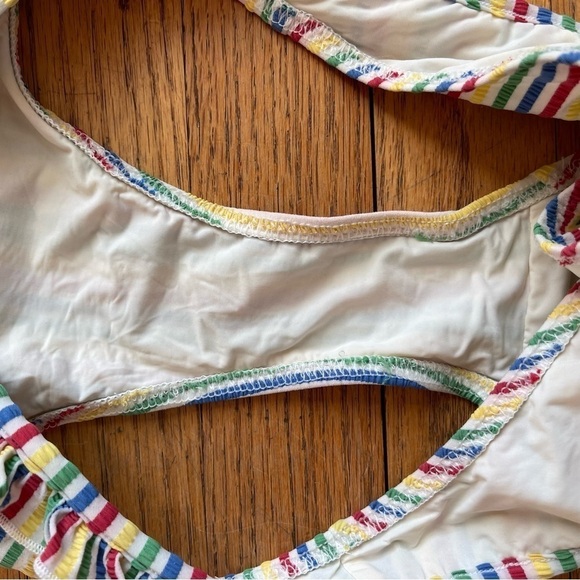 Solid and Striped Womens Milly Bikini Bottom Ruffle Multi Stripe Large - Picture 4 of 6